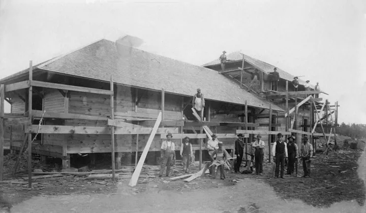 Carpenters building the depot