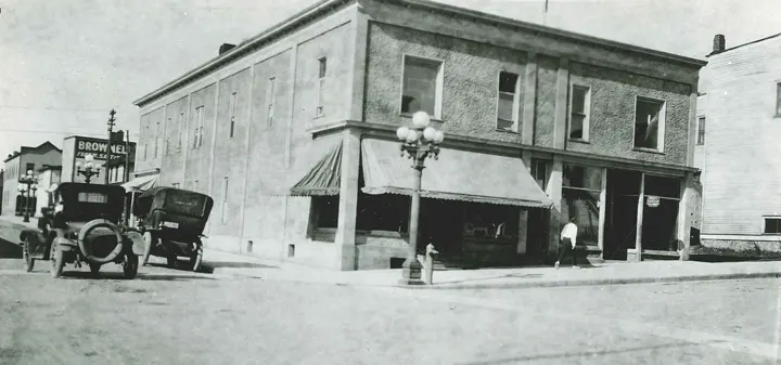 The corner building in its early years