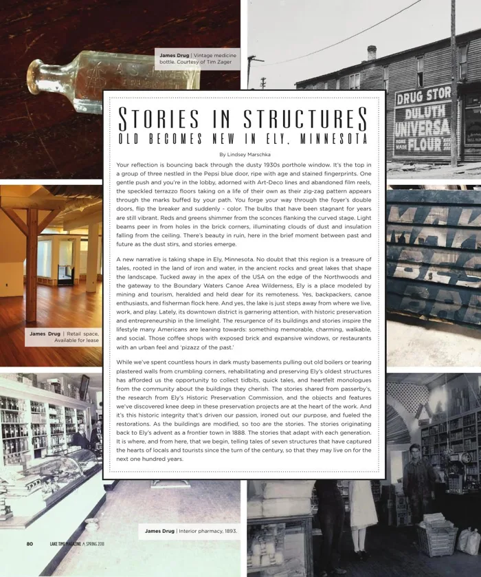 First page of Stories in Structures: Old Becomes New in Ely, Minnesota