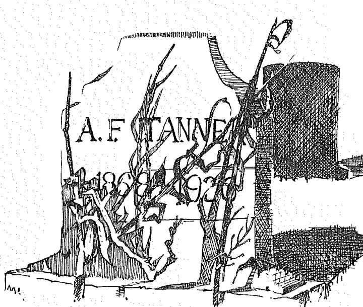 Drawing of A. F. Tanner's gravestone in Chisholm